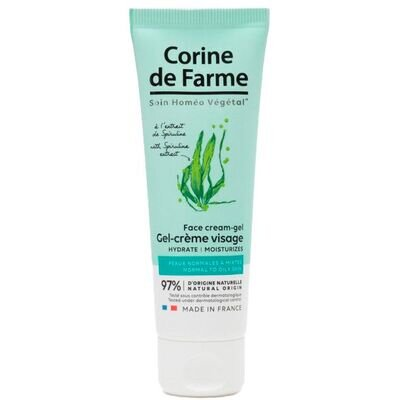 Гель-крем для обличчя Corine de Farme Spirulina Extract зволожуючий для нормальної та жирної шкіри, 50 мл