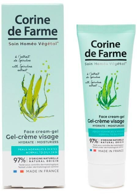 Гель-крем для обличчя Corine de Farme Spirulina Extract зволожуючий для нормальної та жирної шкіри, 50 мл