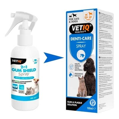 Спрей VetIQ Denti-Care для захисту ясен, очищення зубів, свіжості подиху у котів і собак, 100 мл
