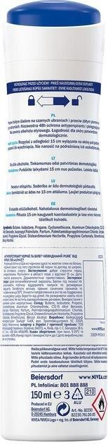 Дезодорант-антиперспірант спрей Nivea Black & White Invisible Pure Чорне та Біле Невидимий Pure 72h (82230), 150 мл