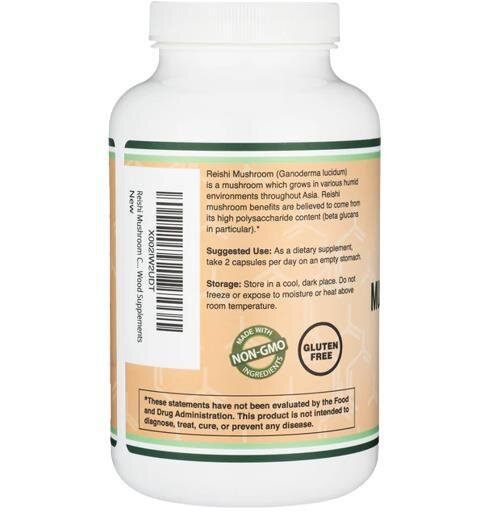 Гриба Рейші екстракт Double Wood Reishi Mushroom Extract 1000 мг, 300 капсул