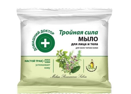 Мило для обличчя і тіла Домашній Доктор, Потрійна сила, 70 г