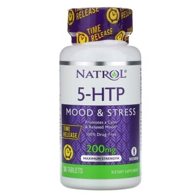 Натуральна добавка Natrol 5-HTP 200 мг Time Release, 30 таблеток