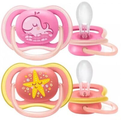Пустушка силіконова Philips Avent Ultra Air SCF085/04 ортодонтична, 6-18 місяців, для дівчаток, 2 шт