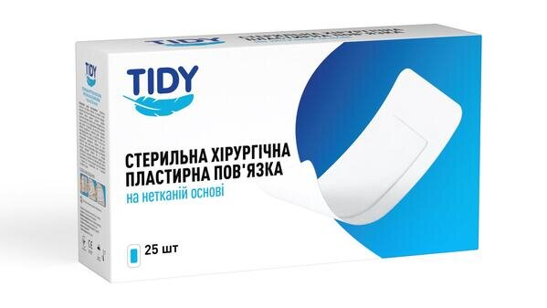 Пов'язка пластирна Tidy для закриття ран 9 см х 25 см стерильна на нетканій основі, 1 штука