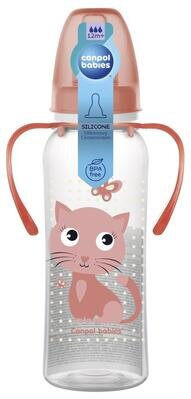 Пляшечка Canpol Babies 11/845 Кольорова ферма з малюнком і ручкою BPA Free, 250 мл
