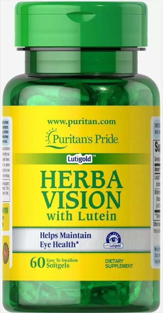 Лютеїн та чорниця Puritan's Pride Herbavision with Lutein and Bilberry, 60 капсул