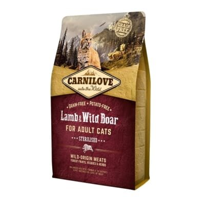 Корм сухий для дорослих стерилізованих кішок Carnilove Lamb & Wild Boar Sterilised з ягнятком та диким кабаном, 2 кг