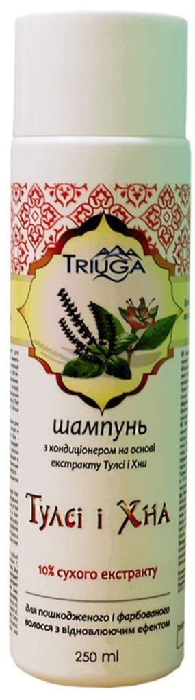Шампунь Triuga Тулсі та Хна з кондиціонером для пошкодженого та фарбованого волосся з відновлюючим ефектом, 250 мл