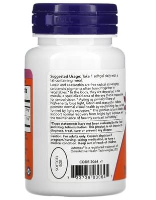 Лютеїн та зеаксантин NOW Lutein & Zeaxanthin м'які капсули №60