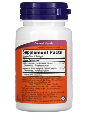 Лютеїн та зеаксантин NOW Lutein & Zeaxanthin м'які капсули №60