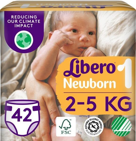 Підгузки Libero Newborn розмір 1, 2-5 кг, 42 шт