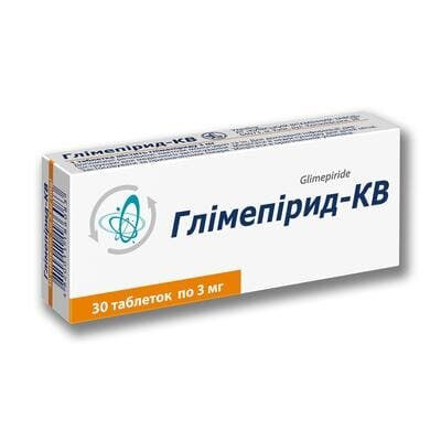Глімепірид-КВ таблетки по 3 мг №30 (10х3)