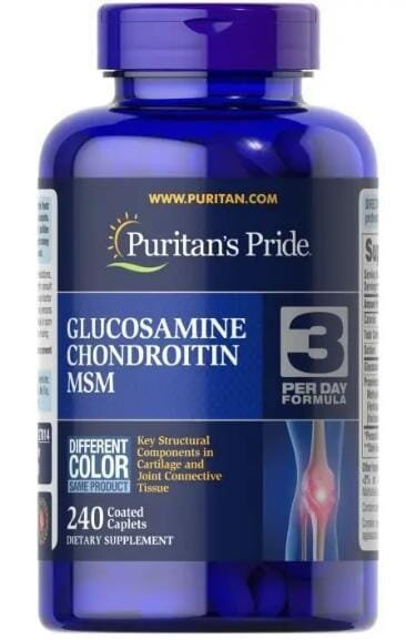 Глюкозамін хондроїтин та МСМ Puritan's Pride Glucosamine Chondroitin MSM Double Strength, 240 каплет