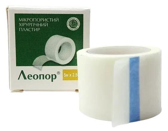 Пластир медичний Леопор хірургічний, мікропористий рулонний без котушки, 5 м х 2,5 см, 1 штука