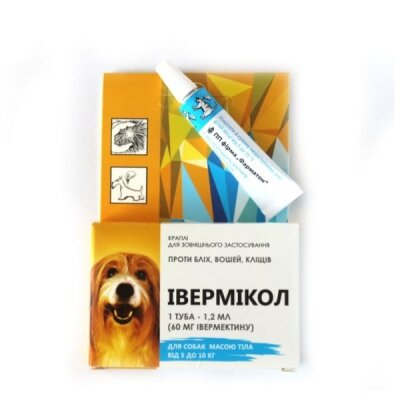 Івермікол краплі для собак вагою 5-10 кг по 1,2 мл 1 флакон
