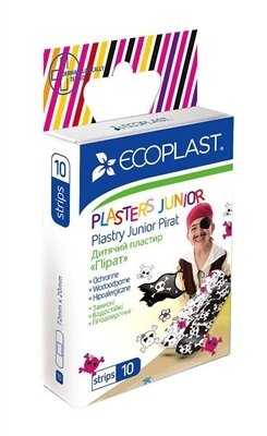 Набір пластирів медичних Ecoplast Пірат бактерицидних дитячих, на полімерній основі, 10 штук