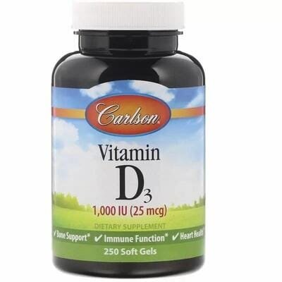 Вітамін Д3 Carlson Labs Vitamin D3 1000 МО (25 мкг), 250 капсул