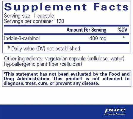 Індол-3-карбінол Pure Encapsulations Indole-3-Carbinol 400 мг, 120 капсул