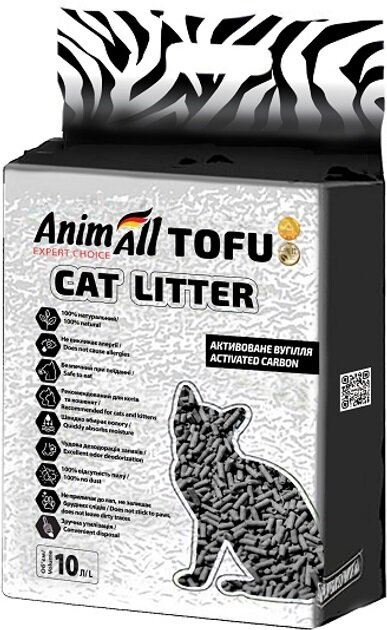 Наповнювач для туалету AnimAll ТОФУ з активованим вугіллям, 4,66 кг (10 л)