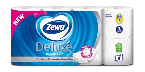 Туалетний папір Zewa Deluxe білий 3 шари, 8 рулонів