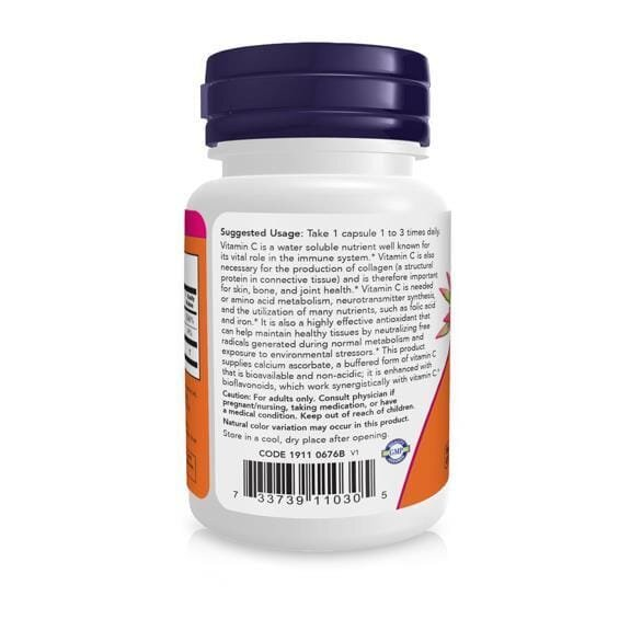Вітамін С Кальцію Аскорбат-С NOW C-500 Calcium Ascorbate-C вег. капсули №30