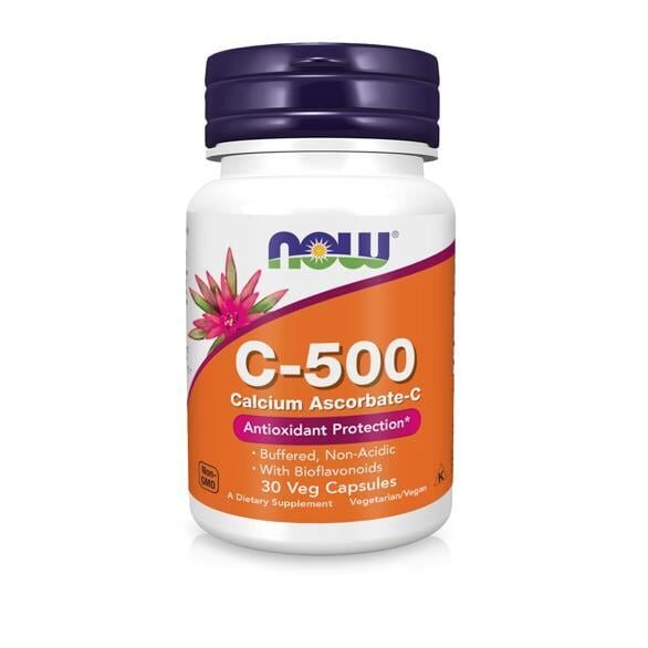 Вітамін С Кальцію Аскорбат-С NOW C-500 Calcium Ascorbate-C вег. капсули №30