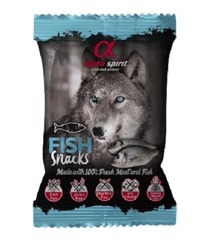 Ласощі напіввологі для собак Alpha Spirit DOG Snacks Fish з рибою, кубики, 50 г