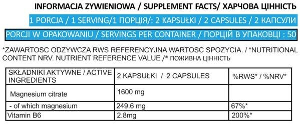 Магне B6 Bodyperson Labs Magne B6 Magnesium Citrate 800 мг, 100 капсул