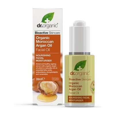 Олія для обличчя Dr. Organic з марокканською аргановою олією для живлення та зволоження шкіри, 30 мл