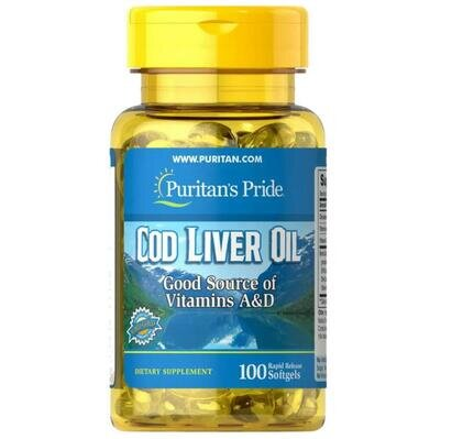 Риб'ячий жир з печінки тріски Puritan's Pride Cod Liver Oil, 100 капсул