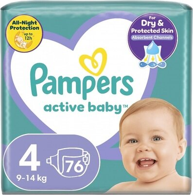 Підгузки дитячі Pampers Active Baby розмір 4, 9-14 кг, 76 шт