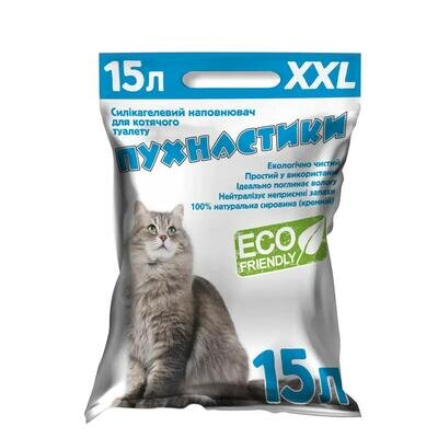Наповнювач для котячого туалету Пухнастики силікагелевий поглинаючий, 15 л