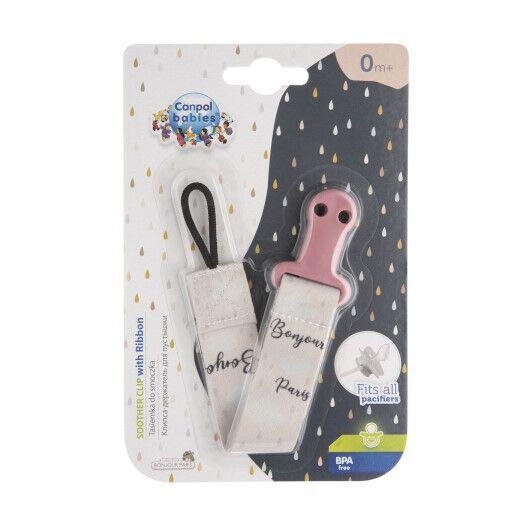 Ланцюжок для пустушки Canpol babies Bonjour Paris, рожевий, 51/026_pin