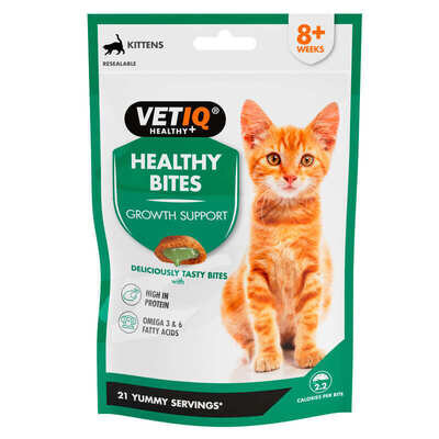 Ласощі для кошенят VetIQ Healthy Bites Growth Support з куркою для підтримки зростання, 65 г