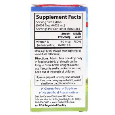 Вітамін Д3 Carlson Labs Vitamin D3 6000 МО, 10,3 мл