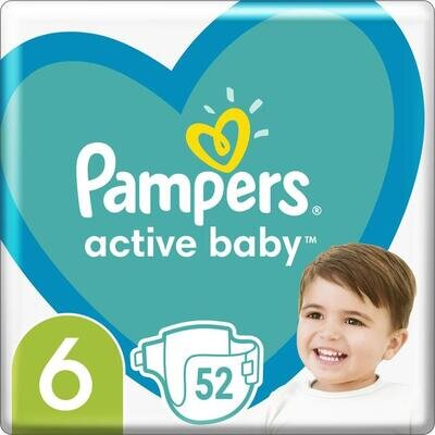 Підгузки дитячі Pampers Active Baby розмір 6, 13-18 кг, 52 шт
