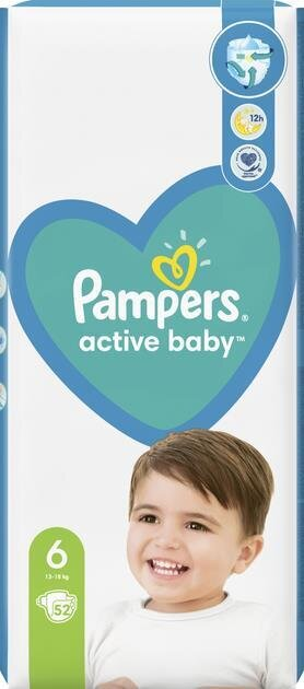 Підгузки дитячі Pampers Active Baby розмір 6, 13-18 кг, 52 шт
