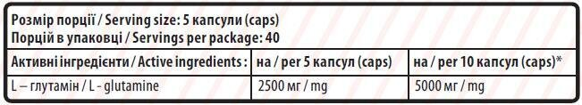 Амінокислота Sporter L-Glutamine капсули по 500 мг №200