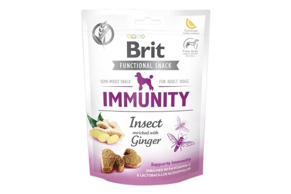 Ласощі для собак Brit Immunity комахи з імбиром, 150 г