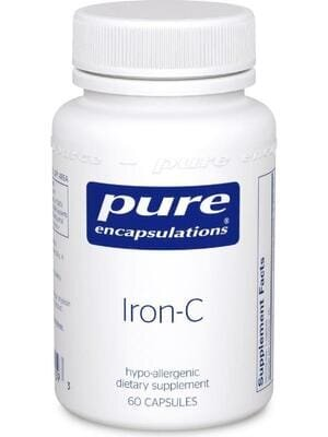 Залізо та вітамін С Pure Encapsulations Iron-C, 60 капсул