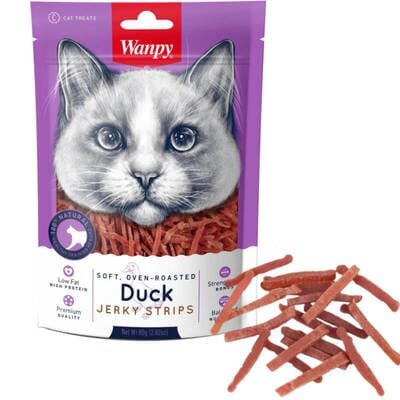 Ласощі для котів Wanpy Soft Duck Jerky Strips Філе качки в'ялене смужки, 80 г