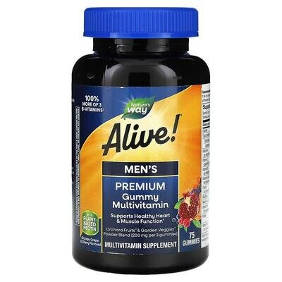 Мультивітаміни для чоловіків Nature's Way Alive! Men’s Premium, 75 жувальних таблеток