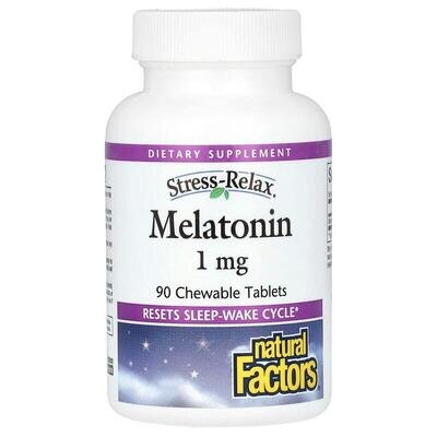 Мелатонін Natural Factors Stress-Relax Melatonin 1 мг, 90 жувальних таблеток