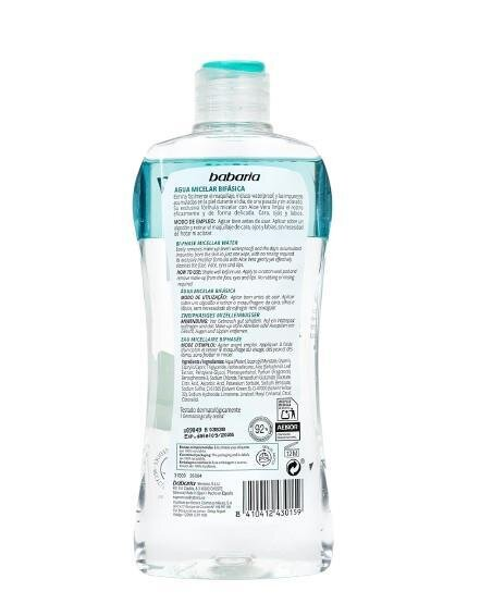 Вода міцелярна двофазна Babaria Bi-Phase Micellar Water для зняття макіяжу з Алое Вера, 400 мл