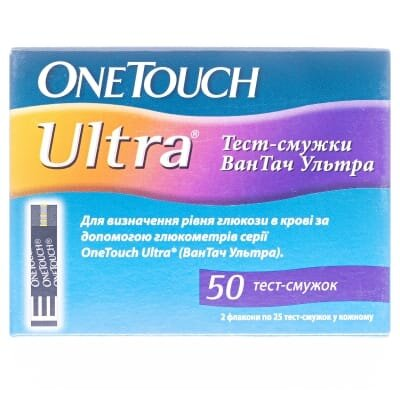 Тест-смужки One Touch Ultra для глюкометра 50 штук (2х25)