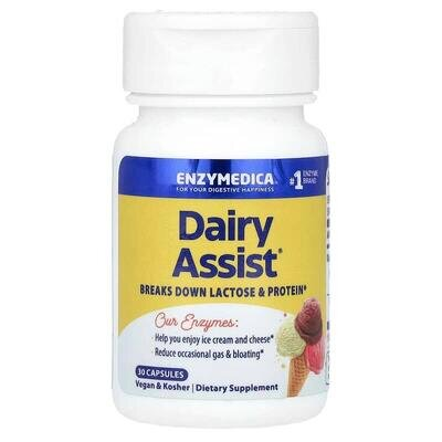 Травні ферменти Enzymedica DairyAssist для перетравлення лактози, 30 капсул