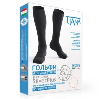 Гольфи для діабетиків Tiana 735 SilverPlus зі сріблом, колір чорний, розмір 2