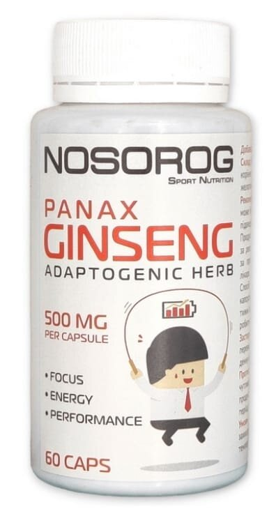 Женьшень Nosorog Panax Ginseng 500 мг, 60 капсул