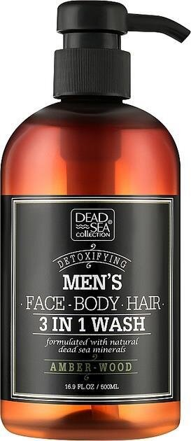 Гель для душу, волосся і обличчя Dead Sea Collection 3 в 1 Amberwood для чоловіків, 500 мл